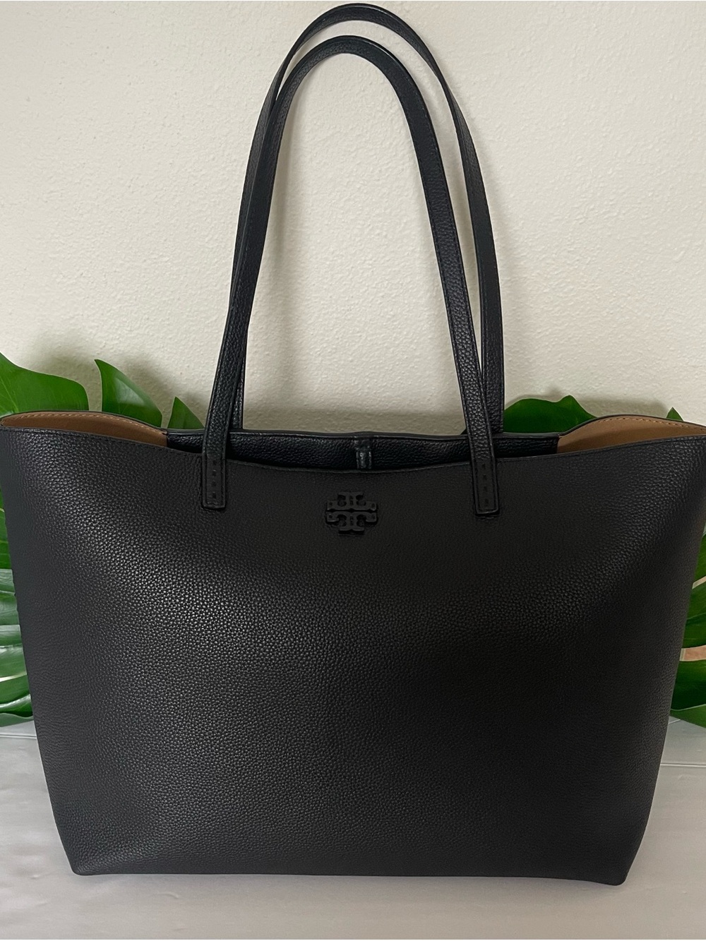 Tory Burch Black Pebbled Leather Tote